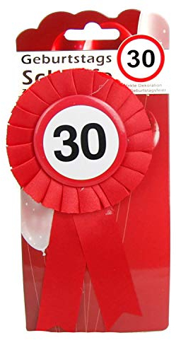 TOP TEN Geburtstags - Schleife 30 Button inkl. Sicherheitsnadel Abzeichen zum anstecken oder Dekoration Party