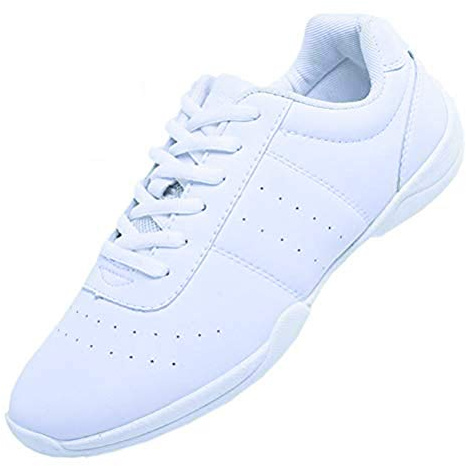 WUIWUIYU Women's Girls' Lace-Up Sport Sneakers Training Cheerleading Dance Shoes Size 13 UK Child White