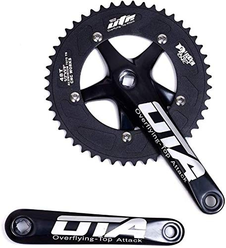 Pédalier 48T à une vitesse unique, 170 mm Crankarms 130 BCD Fixie Pédalier pour vélo à vitesse unique, vélo à engrenage fixe, vélos pliants, vélo de route sur piste (alliage d'aluminium, noir)