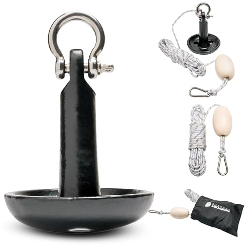 Newport Ancla de hongos-10 Vessels Kit de Anclaje de Hongos Premium de 10 Libras con Bolsa, Cuerda, boya y herrajes inoxidables, Unisex, Negro