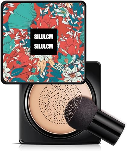 SILULCM BB Cream, CC Creme, Líquida Fundación, Mushroom Head Air Cushion, Ocultador, Base de Maquillaje de Larga Duración, Hidratante Corrector Permeable al aire Brillo natural(1pcs)