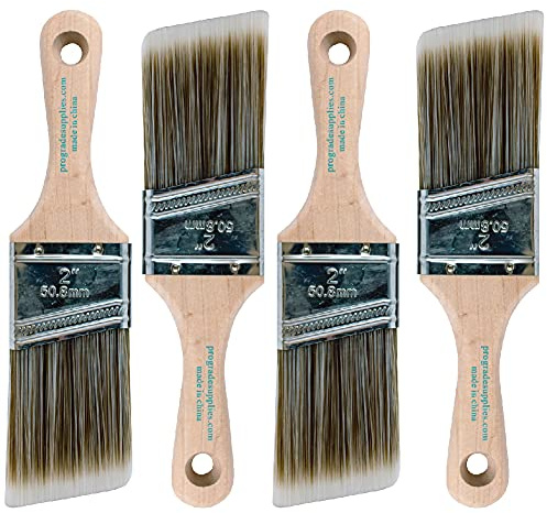 Vermeer Paint Brushes - 4-Pack - 2 Angle Stubby Brushes for All Latex and Oil Paints & Stains - Home Improvement - Interior & Exterior Use