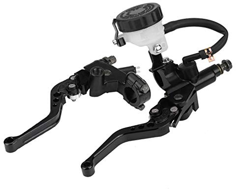 Qiilu Universal 7/8 (22mm) Motorcycle Brake Clutch Master Cylinder Reservoir Levers Set, Black M6f274