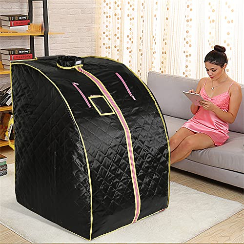 MINGYI Sauna Infrarrojo Seco Portátil y Plegable, Sauna Completa del Cuerpo, con Silla Plegable y Control Remoto, Personal Sauna para el Hogar, 80×70×98 cm (Negro)