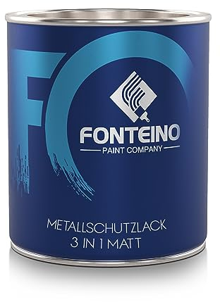 Fonteino Metallschutzlack 3in1 Metallfarbe Rostschutzfarbe Decklack Matt - Anthrazitgrau 750ml