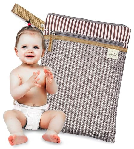 Baby Dyoli - Bolsa Impermeable de Tela - Organizador de pañales o Ropa guardería y Colegio - Neceser Viaje, Playa, Piscina, Deporte - Bolsa pañales de Tela para Bebe - Bolsa merienda 26x38cm
