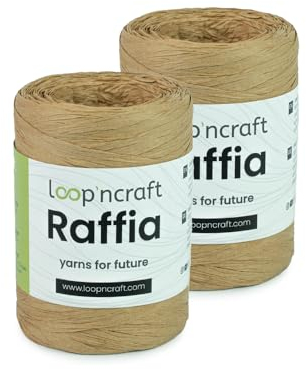 Raffia Papiergarn 2er-Set, Beige, Loopncraft, 2 X 100g, Raffia Yarn, Natur Bastband
