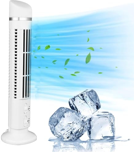 Cuifati Ventilateur Tour pour Chambre à Coucher, Ventilateur de Table Personnel Oscillant à 90 °, Petit Ventilateur de Bureau de 13 Pouces, 34 DB, Silencieux, sans Pales, avec Lumière,