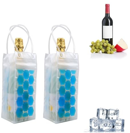 Borsa per vino ghiacciato, refrigeratore per vino, refrigeratore per bottiglie di vino, borsa portatile pieghevole trasparente, adatta per champagne o vino bianco, birra refrigerata, feste, secchiello
