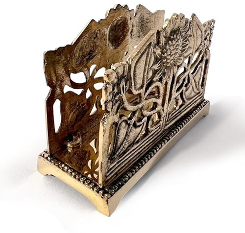 Thorness Art Nouveau Style Polished Brass Sunflower Letter Rack – Decorative Notelet & Letter Holder for Home or Office