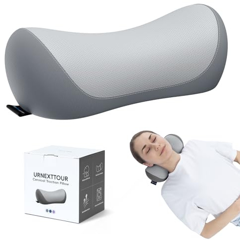 urnexttour Neck Cervical Pillow Cervical Traction Device Lumbar Support Memory Foam Roll Pillow Muscle Relief Shoulder Pain Relaxer Grey