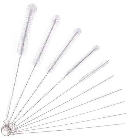 Straw Cleaner Brush 10 Pcs Long Nylon Drinking Straws Cleaner Brush for Baby Bottles Straws Keyboards Funnel Teapot Nozzle Cleaner