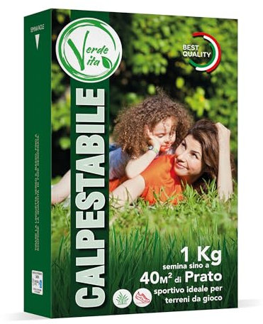 Verdevita Semi Per Prato Resistente - Semi Resistenti al Calpestio - Prato Verde Brillante Resistente al Caldo - Semi Prato Resistente - 1kg per 40m2
