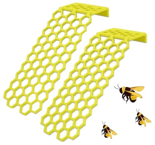 Floating Bee Water Station, Wanfoou 2 Pcs Bee Watering Station, Floating Bee Ladders, Bee Water Drinking Station, Floating Bee Island, Honeycomb Feeder Bee Drinker Island Tray, Yellow