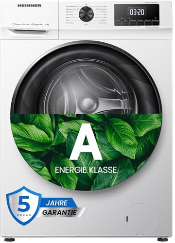 HEINNER HWM-H8014INVA+++ – Waschmaschine 8 kg, 1400 U/min, Inverter-Motor, LED-Display, 15 Programme, Energieeffizienzklasse A, Weiß, 5 Jahre Garantie (8 KG)