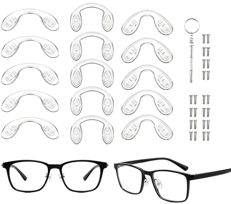 15 Pcs,3 Sizes Screw-in Glasses Nose Pads, U Shaped Eyeglasses Nose Piece Soft Silicone Nose pad for Eye Glasses Sunglass Eyewear, with 30 Screws & 1 Screwdriver