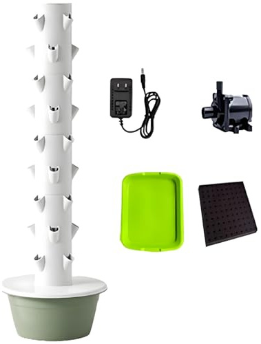 PioMue Torre hidropónica, Kit Completo de Torre hidropónica, Torre hidropónica Vertical para Exteriores, Agricultura Vertical, Kit de Cultivo hidropónico para jardín Inteligente NoLight-20.5 * 65.0in
