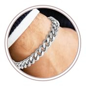 Esmoly Mens Bracelets Silver Bracelet for Men 316L Stainless Steel Cuban Chain Gifts for Men Boys 3cm/6cm/9cm/12cm (Silver/9mm, 21cm)