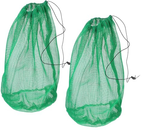 IMIKEYA Lot de 2 Paquet de Rangement Pliables pour Poissons, Filet de Pêche en Nylon Résistant à Cordon, Maille Fine 40x60 Cm, pour Pêche Sportive et Plongée, Séchage Rapide et Léger