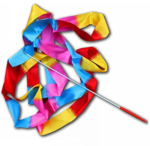Rcniso 4m Dansband Gymnastik Streamers, Anti-Slip Grip Handtag för Barn Som Dansar och Gymnastik, 1,06oz Vikt (Flamma)