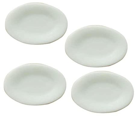 harayaa 4 Piezas Platos de Muñeca Vajilla Miniatura Cerámica Accesorios Cocina Decorativos Adecuado para Juegos de Muñecas Decoración de Casa Regalo