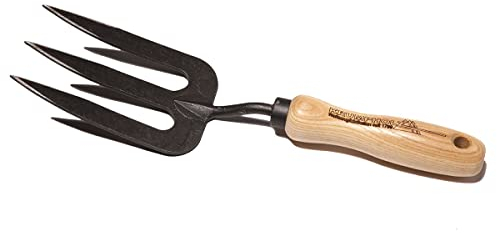 Krumpholz Handgabel - geschmiedet - mit 3 Zinken und 14 cm langem Eschenholzgriff Gartengerät