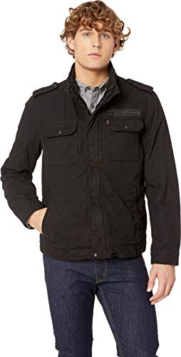 Levi's Herren Militärjacke aus Gewaschener Baumwolle (Normale Größen) Leichte Baumwolljacke, schwarz, M
