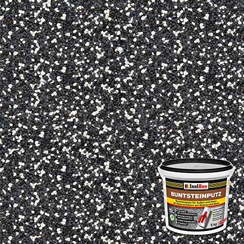 Isolbau - Buntsteinputz für Außen und Innen (Weiss, Anthrazit/Graphit) 5 kg - BP33 Mosaikputz Dekorationsputz Frostsicher, Wasserfest, Stoßfest