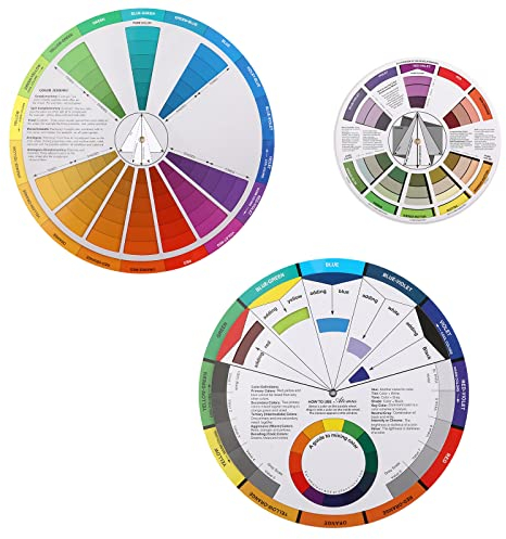 SAVITA 3 Pieces Colour Mixing Wheel, Paint Mixing Guide Color Guide Chart Matching Colour Wheel for Kids Artists Acrylics Painting School Office Art Class Teaching Tool (3 Different Sizes)