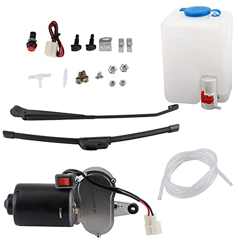 Elektrischer Scheibenwischer-Montagesatz, KIMISS Elektrischer UTV-Scheibenwischer-Satz Motorblattarm Wasserauslauf Topfschlauch für UTV ATV
