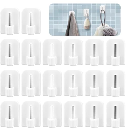Jeffdad Gardinenhaken Selbstklebend, 20 Stück Weiß Fensterhaken zum Kleben Hoch Viskos Klebehaken Gardinenstange Haken Gardinenhaken Klebehaken Selbstklebend Hake für Gardinenstangen(Weiß)