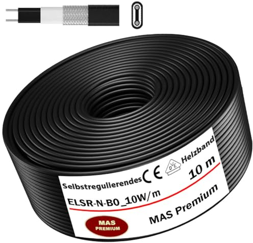 Heizkabel Selbstregulierendes Heizband ELTHERM ELSR-N-BO 10W/M AT 5–100m Rohrheizung Begleitheizung Wasserleitung Dachrinnenheizung Frostschutzkabel 10°- 80°C (10m)