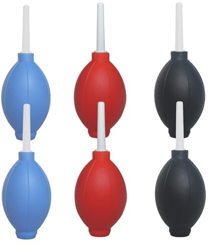 6er Set Blasebalg Kamera, Blasebalg Dust Blower, für Objektiv, Kamera, Sensor, Tastatur, Optik Reinigung Empfindlicher Oberflächen, Schwarz Blau Rot