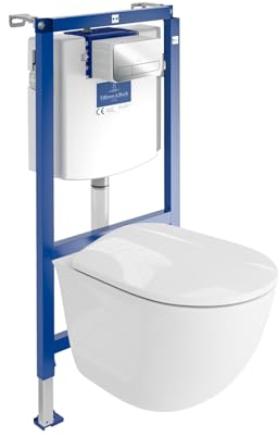 ViConnect H112 - Elemento da parete per WC da incasso con pannello di controllo + gancio a parete, per WC in profondità, senza bordi, set completo, per WC da incasso, set completo