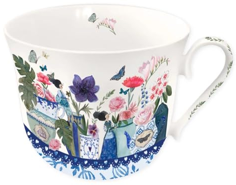 Grätz Kaffeetasse 450ml - Henkel-Tasse Mit Blumen Und Früchten - Landhaus Porzellantasse in Geschenkbox (Porzellanliebe)