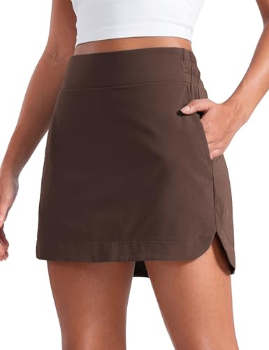 CRZ YOGA Cintura Alta Delfín Faldas de Golf | Forro Corto Incorporado con Bolsillos, De Secado Rápido, Tenis, Una Línea, Mini, para Mujer