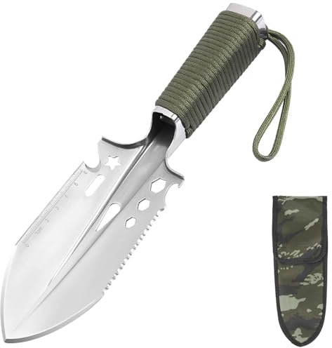 Nutmanel Pelle de Camping, Pelle 8 en 1, Pelle de Survie Multifonction, Mini Portable Pelle de Militaire Pelle Tactique, Antirouille, pour Couper Branches, Camping, Survie, Randonnée et Jardinage