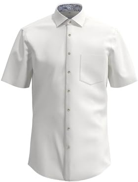 Seidensticker Chemise d'affaires pour Homme - Coupe Confortable - Infroissable - Col Kent - Manches Courtes - 100% Coton, Blanc., 43