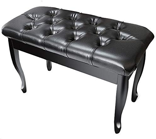 Premium Leder-Klavierbank mit Stauraum, höhenverstellbar, Keyboardbank für Profis und Make-up-Künstler, eleganter schwarzer Schminkhocker, 49 cm Höhe