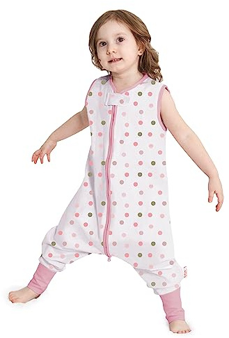 Baby sovsäck sommar med fötter 0,5 tog 100 % bomull barn sommarsovsäck för pojkar och flickor (punkt, XL/4–6T), Punkt, XL/4-6T