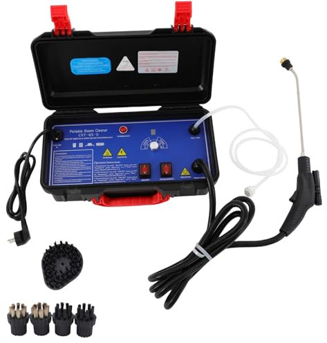 Pulitore a vapore, 3000 W, pulitore a vapore, aspirapolvere a vapore, pulitore a vapore, idropulitrice, 6 marce, regolabile, con 5 spazzole, per fornelli, pareti, aria condizionata, frigorifero,
