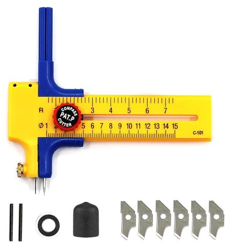 Kreiszeichner Kreisschneider, Rundschneider aus Kunststoff Kreisschneider Papier Kreisschneider für Kreise von 1-15cm Kreisförmiger Papierschneider zum Schneiden von Papierkarton Leder