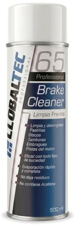 Globaltec Professional Limpia Frenos Spray 500 ml — Limpiador de Frenos Desengrasante Mecánico, Secado Instantáneo sin Residuos, Válvula Alta Presión, para Frenos, Embragues y Cadenas de Moto
