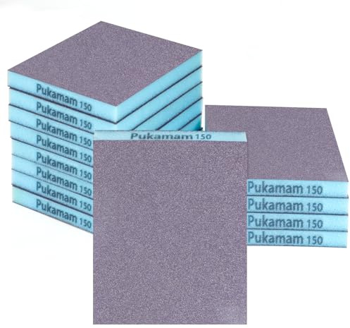 12 Stück Schleifschwamm Trocken & Nass Schleifpapier 150 Körnung Grob- Fein Schleifpapier Set Flexibles Schleifschwämme Schmirgelpapier für Holz, Metall, Wand, Lack, Autolack