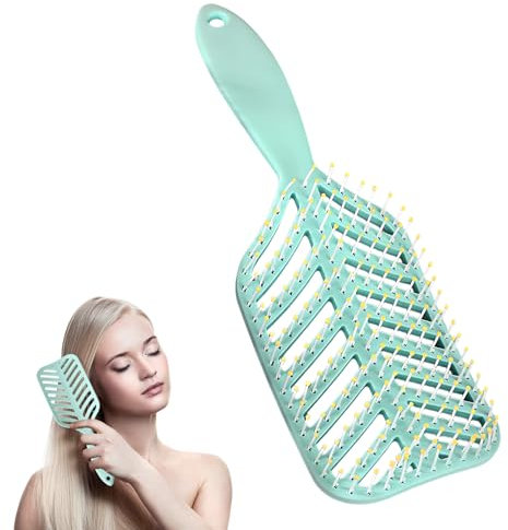 Brosse à Cheveux Démêlante, Peigne de Massage pour Femme Homme Enfant Brosse Démêlante Anti Nœuds et AntiCasse Demelantes pour Boucles, Lisses, Épais Ou Fins Vert