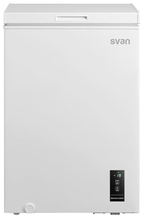 Svan Congelador Horizontal Blanco SCH1002EDC. Capacidad 99 Litros, 4 Star, Modo Super Congelación, Tecnología Cíclica, Puerta Abatible, Bajo Nivel Sonoro, Eficiencia Energética Clase E