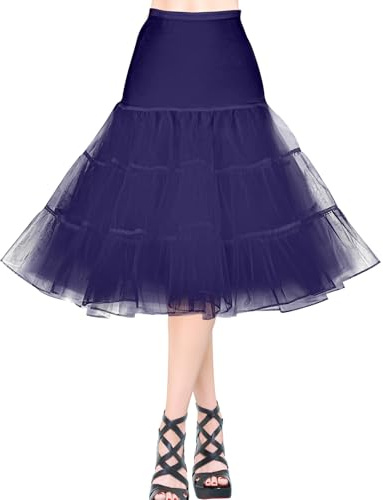 AYBUY Jupe Jupon Femme,Jupon Années 50 Vintage en Tulle Rockabilly Petticoat en Tulle Taille Élastique,Rétro Jupe Tutu Femmes Rétro Années 80 Fête Halloween Carnaval Costume de Fête