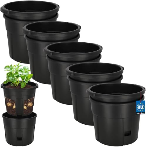 KOTARBAU Set med 5 potatisodling – hink för planteringspotatis – ⌀ 29,5 cm – plast – potatis – planteringskruka – svart – planteringskruka – stor – utomhus