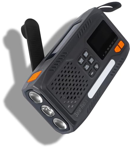 Alkia Radio di emergenza, radio a manovella, radio solare portatile FM/DAB+/DAB con power bank da 4000 mAh, caricatore per telefono, ricarica USB, manovella, allarme SOS 3 modalità, torcia per esterni