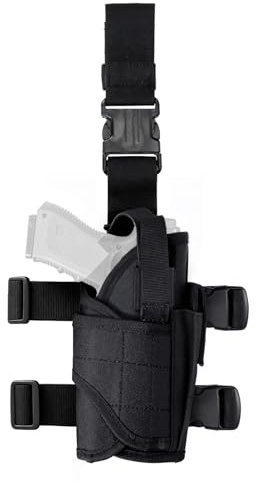 Fondina Pistola Coscia Gamba Tattica Regolabile con Porta Caricatore adatta ai Destrorsi per Airsoft Combattimento Caccia Wargame